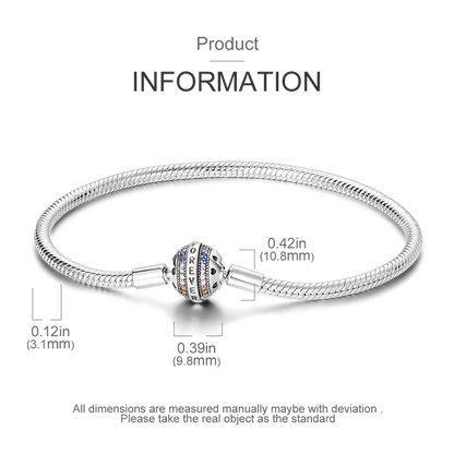 925 Sterling Silver Charm Bracelet - Leaf, Clover, Butterfly & Heart Design | 17-20cm Adjustable