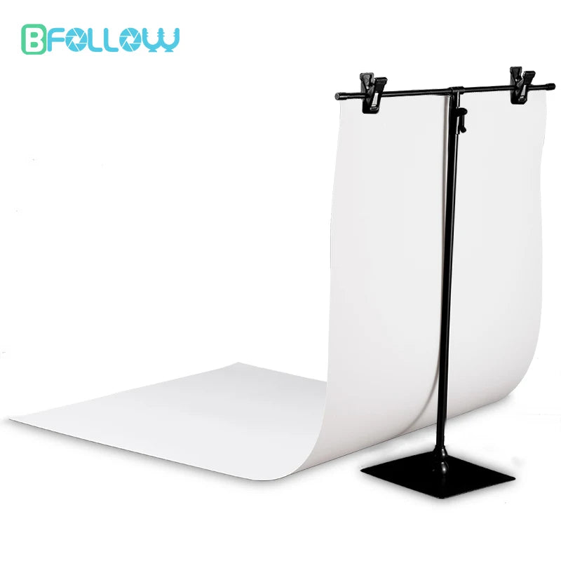 BFOLLOW 30cm T Shape Background Stand with 40cm PVC Backdrop Props for Product Photography Desk Photo Shooting Kit Studio Set