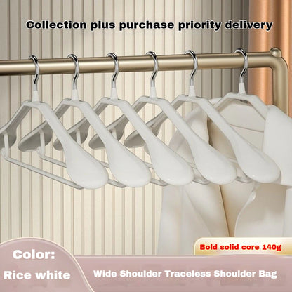 Curved non-slip thick broad shoulder hangers stainless steel household seamless clothes support wardrobe wide shoulder wholesale