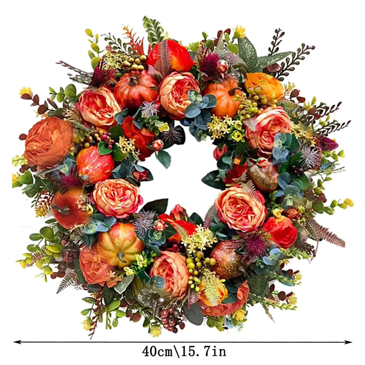Decoration Wreath Fall Peony Pumpkin Sunflowe for Front Door Festival Celebration Peony home Farmhouse