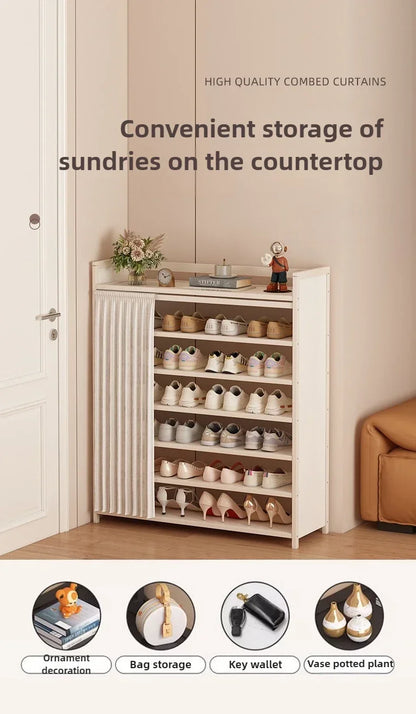 Free installation shoe rack indoor simple folding household multi-layer dustproof rental room shoe storage artifact
