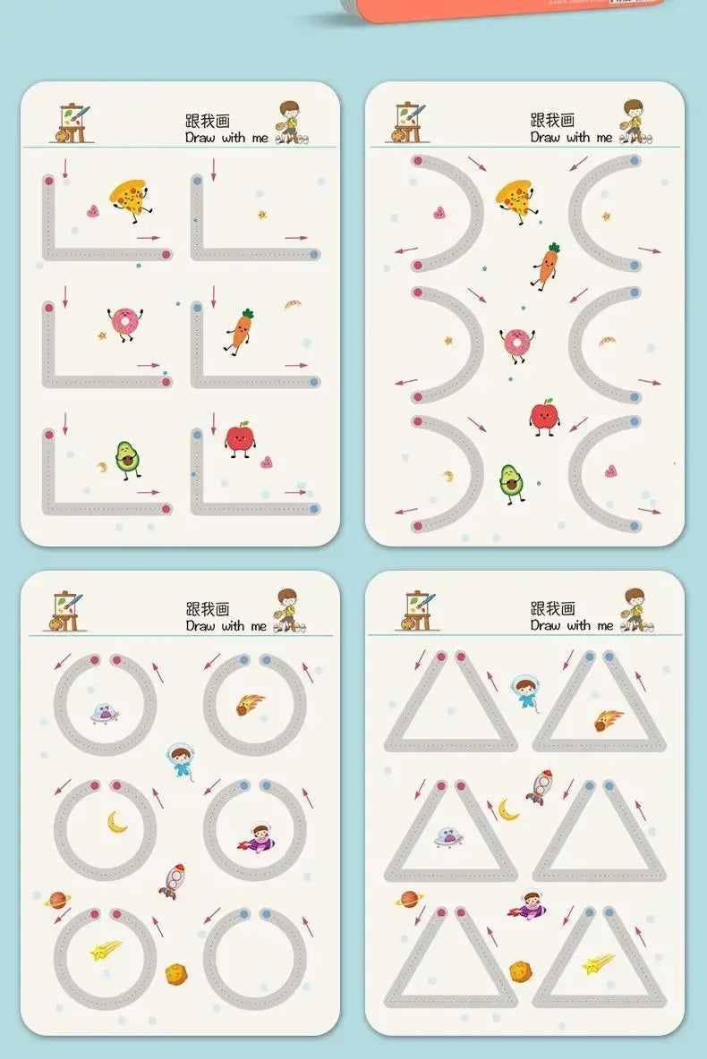 Children Magical Tracing Workbook Montessori Learning Educational Writing Toys Reusable Pen Control Training Copybook for Kids