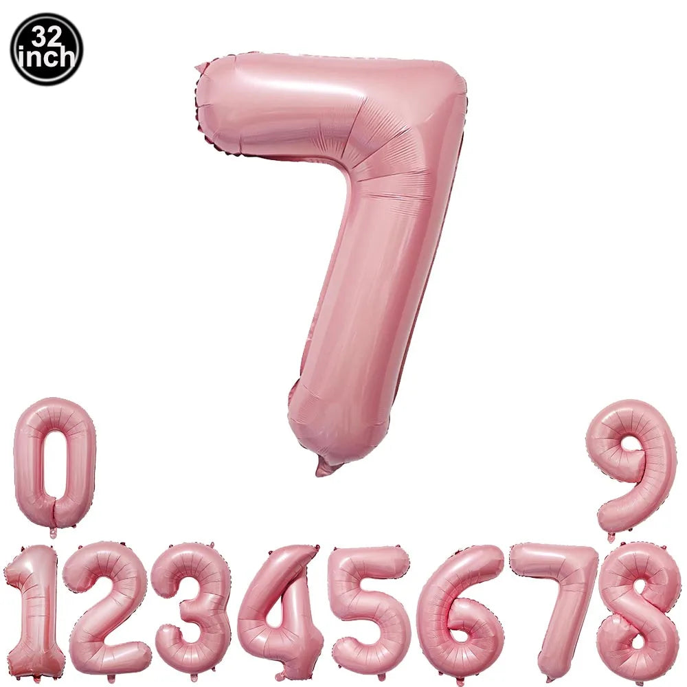 32inch Hot Pink Rose Foil Number Balloons Girls Birthday Pink Large Number Balloon Birthday Wedding Baby Shower Party Decor