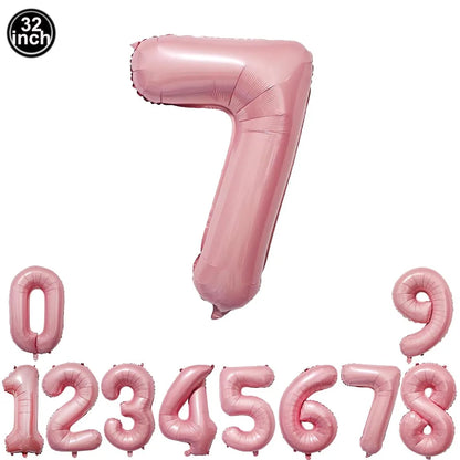 32inch Hot Pink Rose Foil Number Balloons Girls Birthday Pink Large Number Balloon Birthday Wedding Baby Shower Party Decor