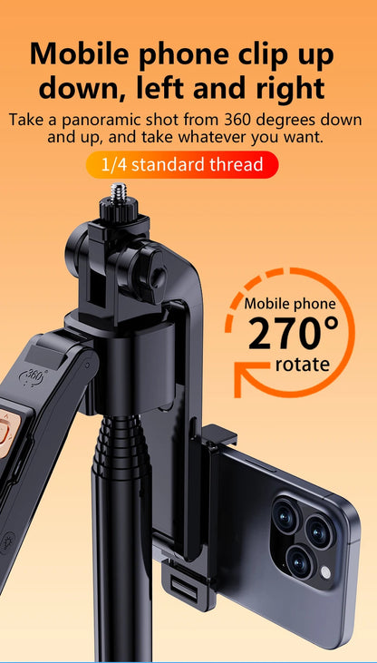 LISCN 1.8m 360 Gimbal Selfie Stick AI Intelligent Auto Face Tracking Tripod Stabilizer Phone Tripod with LED Fill Light