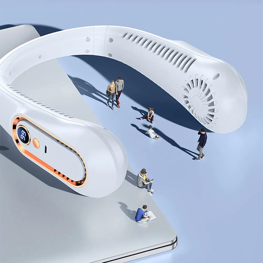 Neck Fan USB Portable Neck Fan Rechargeable Portable Cooler Neckband Bladeless~