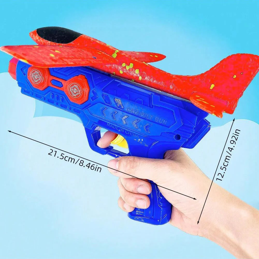 Kids Foam Catapult Plane Launcher - Outdoor Flying Glider Toy Set