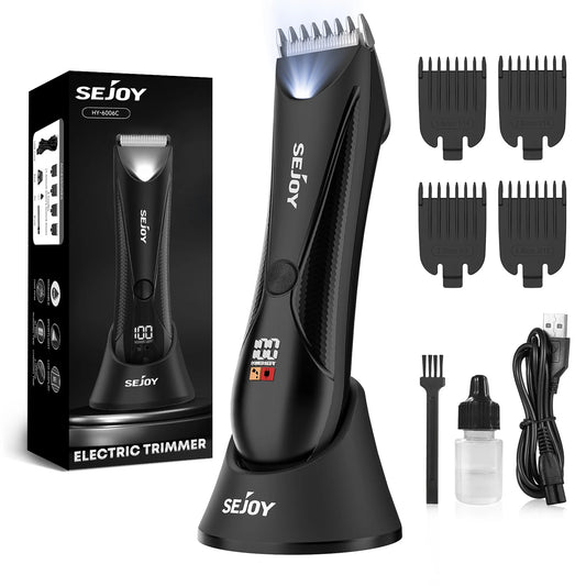 Sejoy  Body Hair Trimmer for Men Bikini Electric Trimmer Groin & Body Shaver Groomer Arm Beard Razor Rechargeable