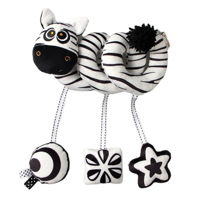 Newborns Spiral Hanging Activity Stroller Toy Baby Carseat Toy Black & White Lion Koala Rattle  for Crib Mobile Sensory Toy Gift