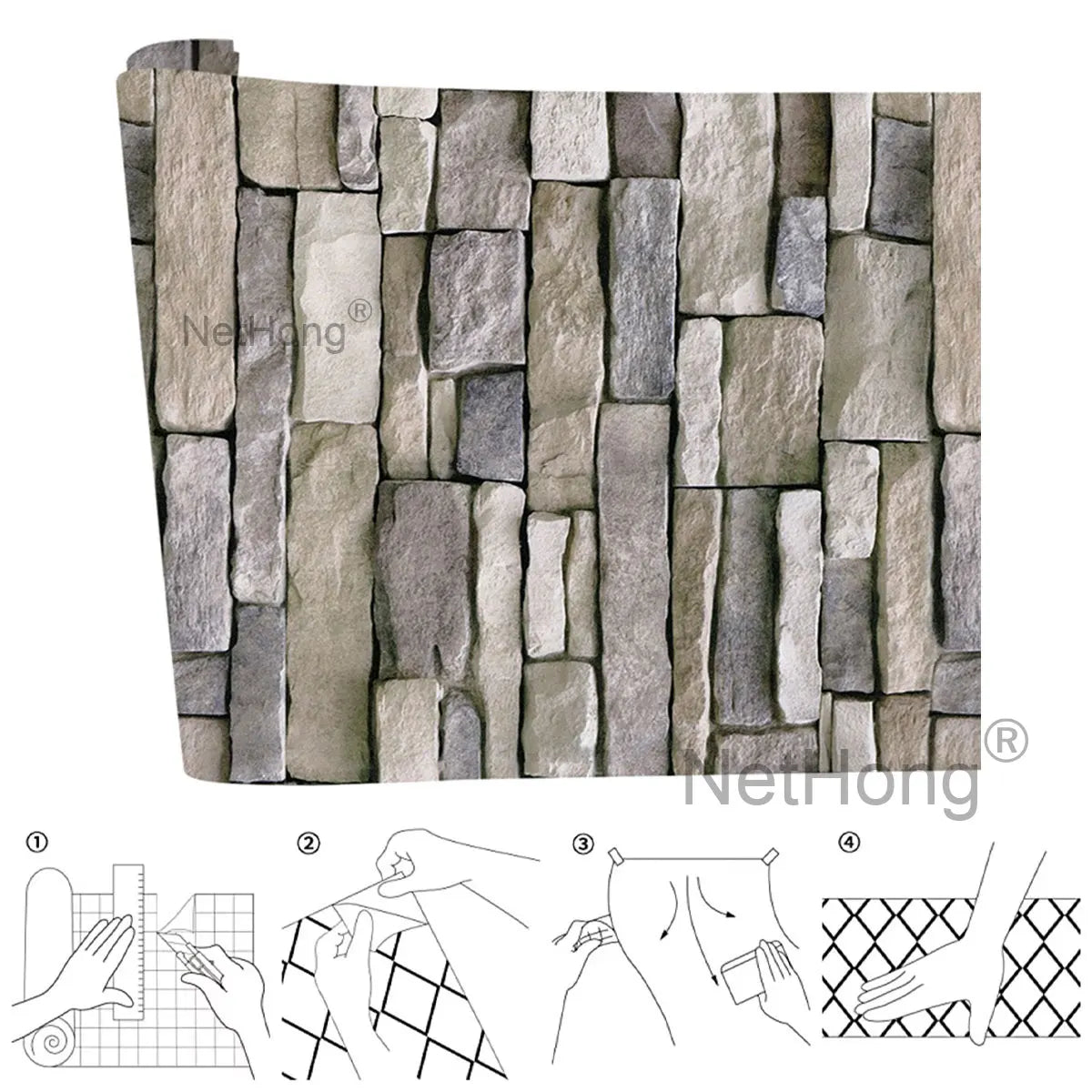 6M Vinyl Yellow bricks Wallpaper Stickers Self Adhesive Paper Waterproof