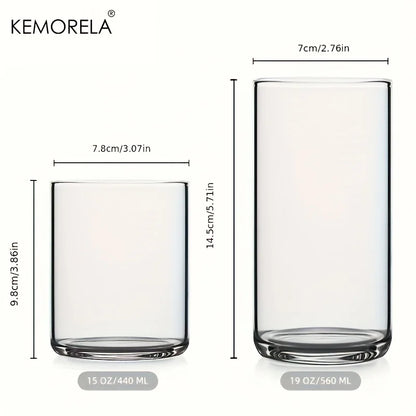 6/4PCS 15/19 Oz BPA Free Borosilicate Drinking Glasses Set Heat Resistant, Dishwasher Safe For Cocktail Whiskey Soda Water Beer