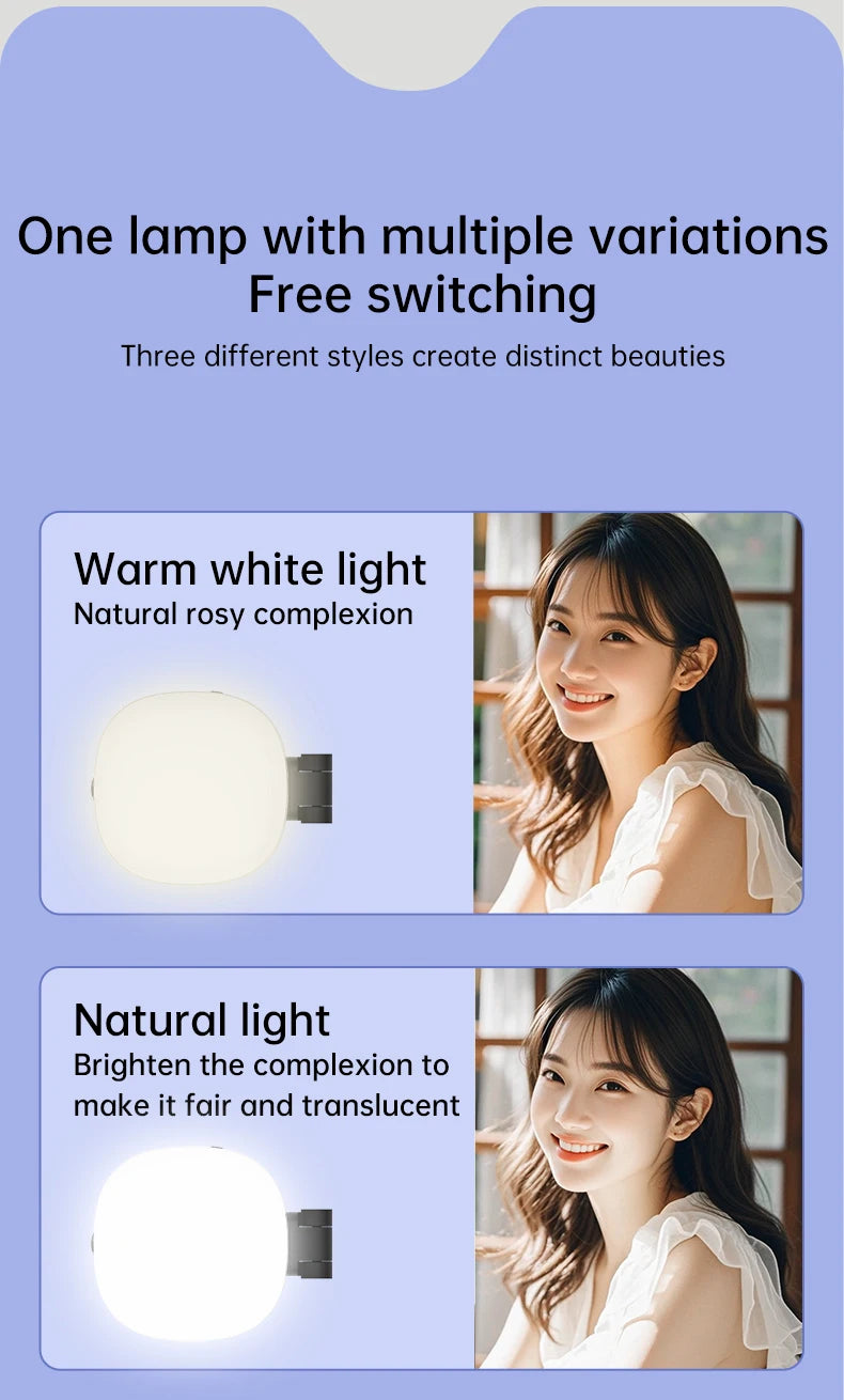 Magnetic Multi-functional Mobile phone Selfie mirror Mini Fill light dual-colour adjustable reversible fill light bracket
