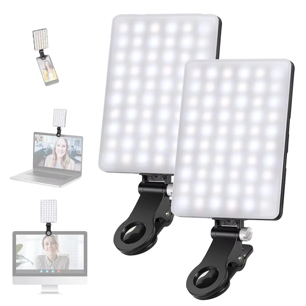 RGB LED Pocket Fill Light Mini Clip-On Rechargeable Video Light for Phone iPad Laptop Vlog Selfie Live Broadcast Photography