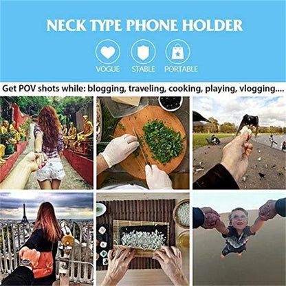 POV Vlog Smartphone Selfie Neck Holder Hands Free Wearable Lazy Phone Stand Universal Hanging Mount for IPhone GoPro Dock racket