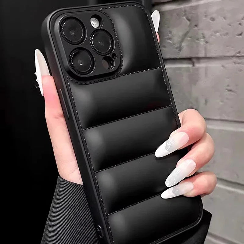 Colorful Down Jacket pattern silicon phone case for iPhone 16 15 14 13 12 11 Pro Max Plus full camera shockproof soft back cover
