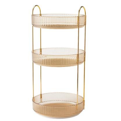 360 Degree Rotating Makeup Organizer Light Luxury Skincare Holder Rack Versatile Space-Saving for Dressing Table Washing Table