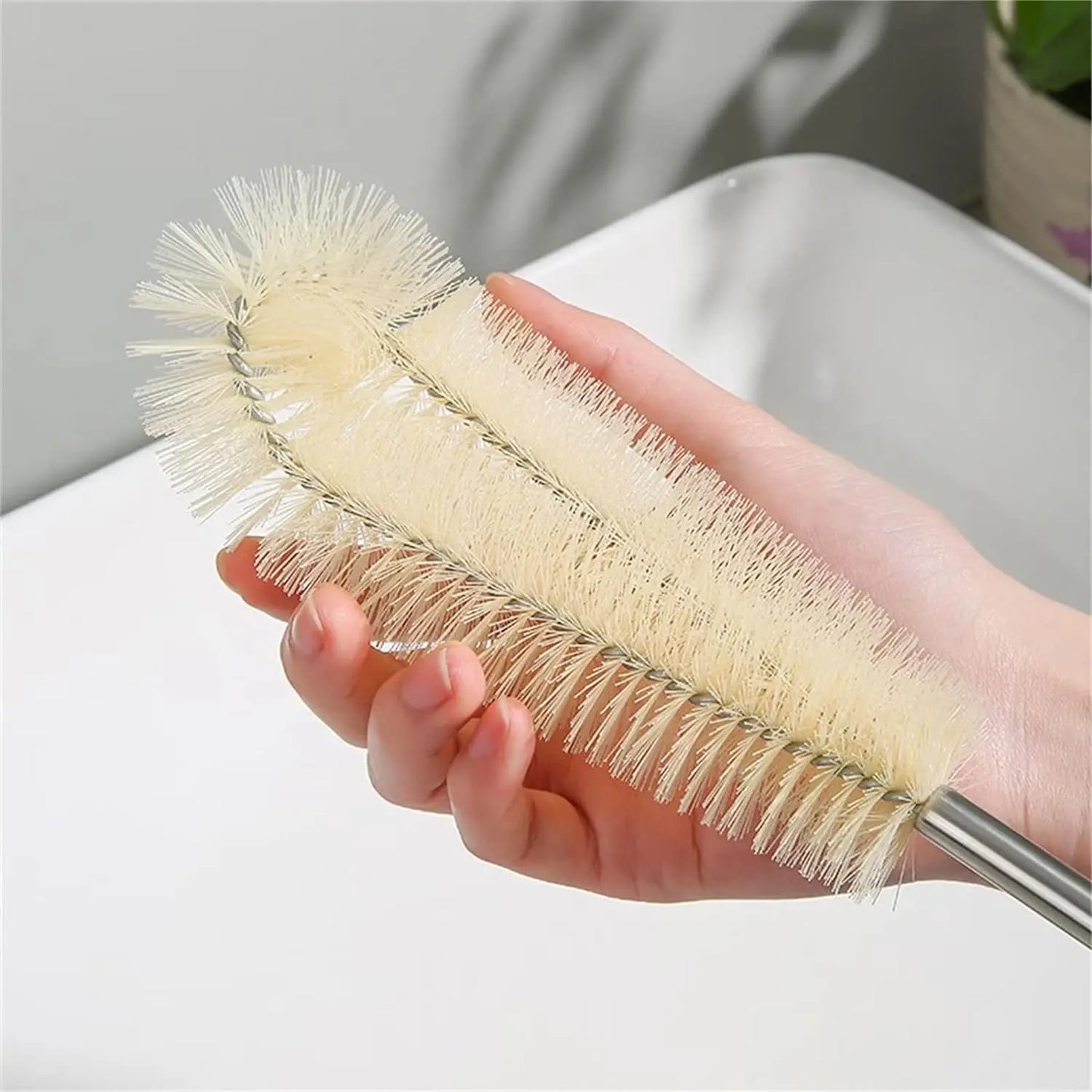 Bottle Brush Cleaner with Long Wooden Handle Water Bottle Cleaning Brush Natural Bristle Kitchen Scrub Bottle Brush for Cup Jug
