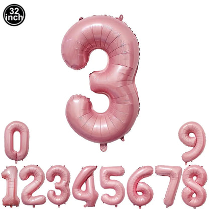 32inch Hot Pink Rose Foil Number Balloons Girls Birthday Pink Large Number Balloon Birthday Wedding Baby Shower Party Decor