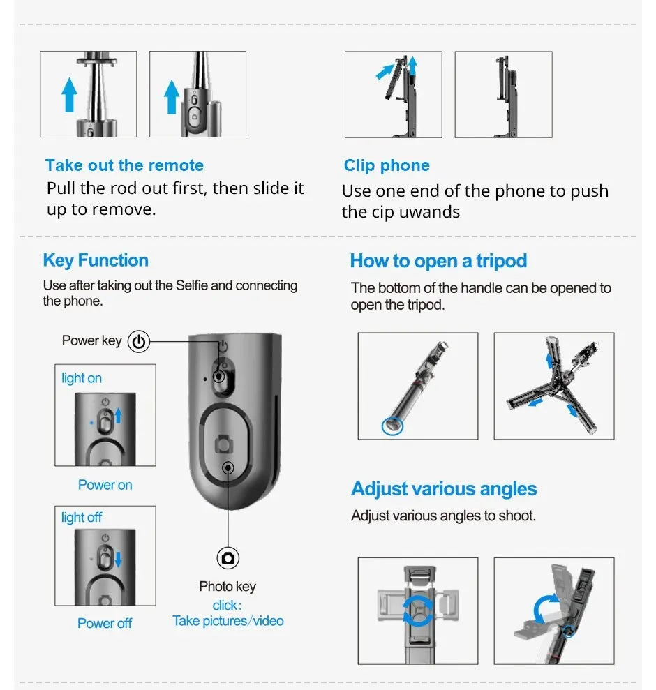 Selfie Stick with Fill Light Tripod with Bluetooth Remote Shutter Retractable Rod for iPhone Xiaomi Huawei for Phone Video Live