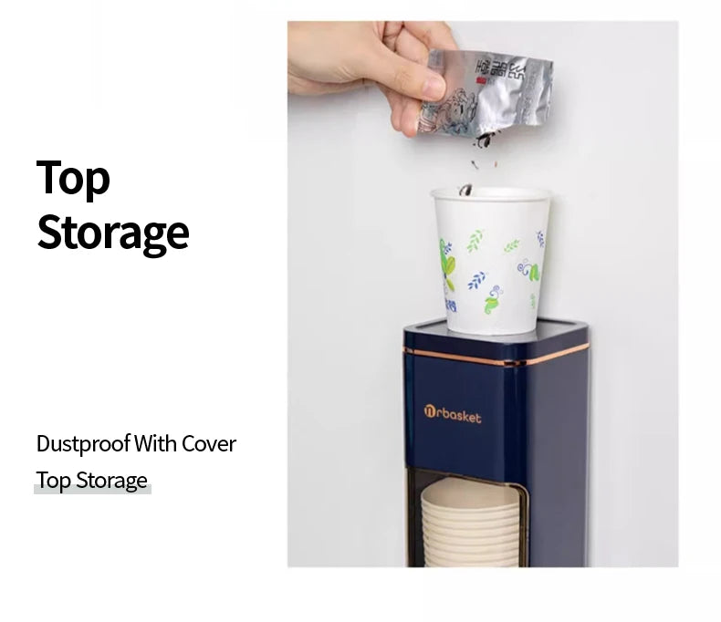 Disposable Cup Holder Cup Extractor Wall Mounted Non Perforated Dust-Proof Moisture-Proof Storage Rack
