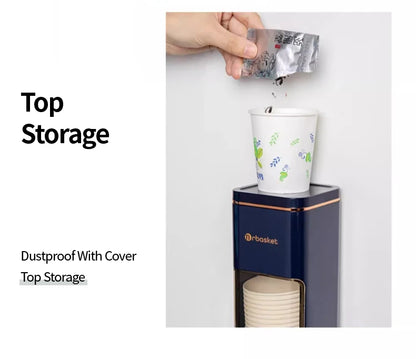Disposable Cup Holder Cup Extractor Wall Mounted Non Perforated Dust-Proof Moisture-Proof Storage Rack