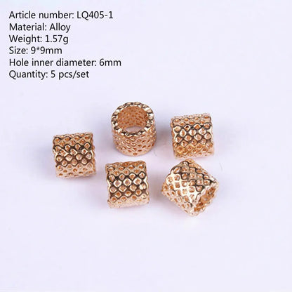 5 Pcs Antique Silver Hair Braid Dread Dreadlock Beads Cuffs Tuber Approx 8mm Inner Hole for Hair Styling Accessories Tool
