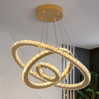 Crystal Pendant Light Living Room Remote Control Gold Chrome Lustre Ceiling Chandeilers Lamp for Bedroom Home Decoration Luminai