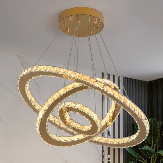 Crystal Pendant Light Living Room Remote Control Gold Chrome Lustre Ceiling Chandeilers Lamp for Bedroom Home Decoration Luminai