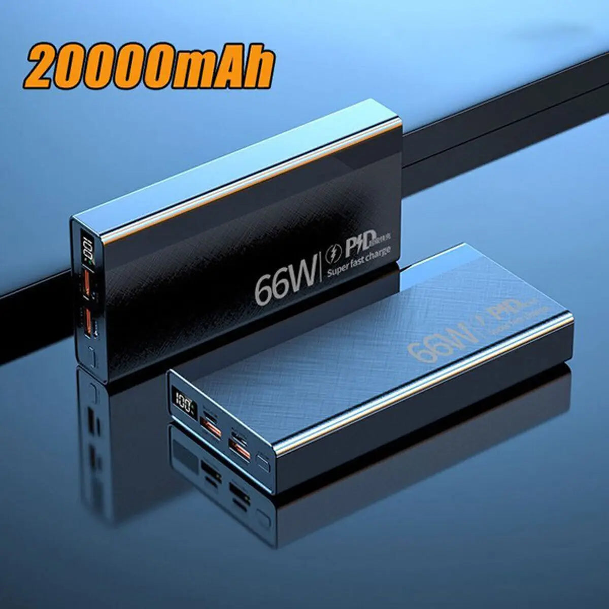 20000Mah Power Bank Portable Fast Charger Battery Pack USB LCD For Mobile Phone