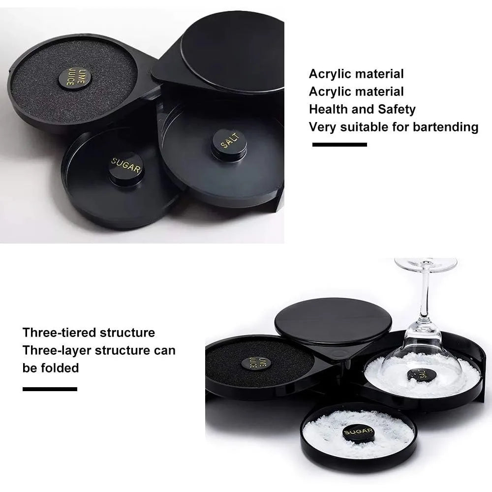 3-layer ABS Rotating Cocktail Seasoning Box, Bar Wine Accessories, Mixed Salt and Sugar Box, Bar Bartender Mixer Toolbox