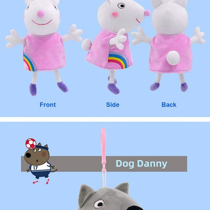 19CM Genuine Peppa Pig George Emily Candy Dennie Pedro Stuffed Plush Toys Keyring Animal Doll Pendant Children's Birthday Gifts