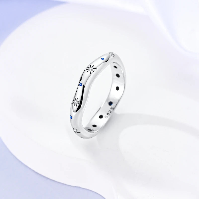 925 Sterling Silver Sparkling Zircon Ring - Classic Stackable Wedding Band for Women
