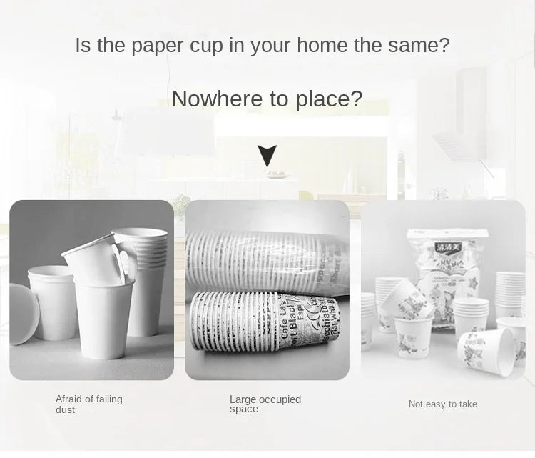 Disposable Paper Cup Remover Automatic Water Dispenser Cup Holder Home Punch-free Wall-mounted Cup Storage Rack