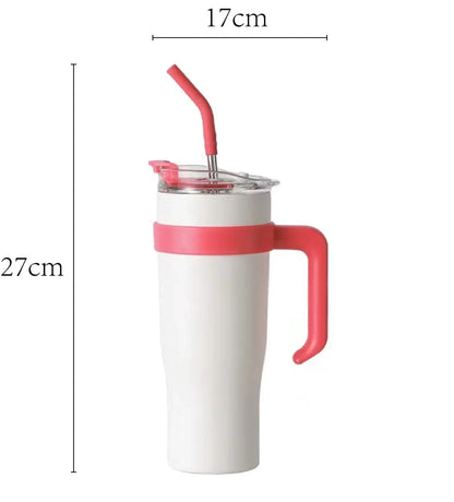 New Insulated Cup Bingba Cup 304 Stainless Steel Water Cup for Girls with Straw Large Capacity 1.2L