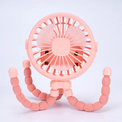 HOMEFISH Portable Baby Stroller Fan Oscillating Clip-on Mini Fan USB Battery Operated with Flexible Tripod for Pram Car Seat