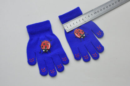Children Knitted Warm Gloves For 5-12Y Baby Students Winter New Insect Full Finger Mittens Outdoor Cycling Skiing Gloves