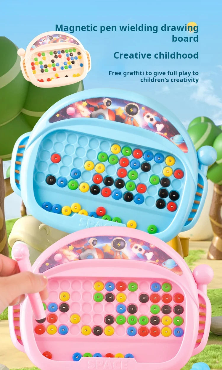 1 PCS Children's Magnetic Doodle Board with Pen & Beads Drawing Toy for 3-8 Years Kids Educational Boy Girl Montessori Gift