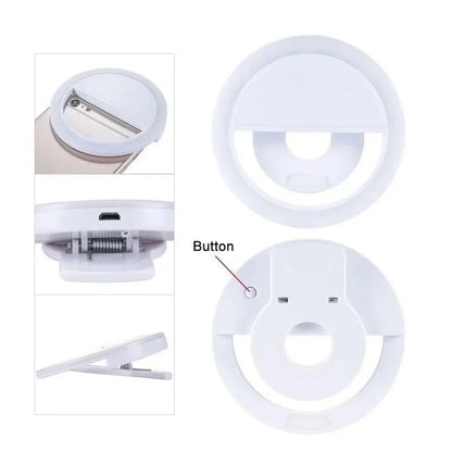 USB Rechargeable LED Selfie Ring Light with Phone Clip Photo Lamps Video Light Photography Ringlight for iPhone Samsung Xiaomi