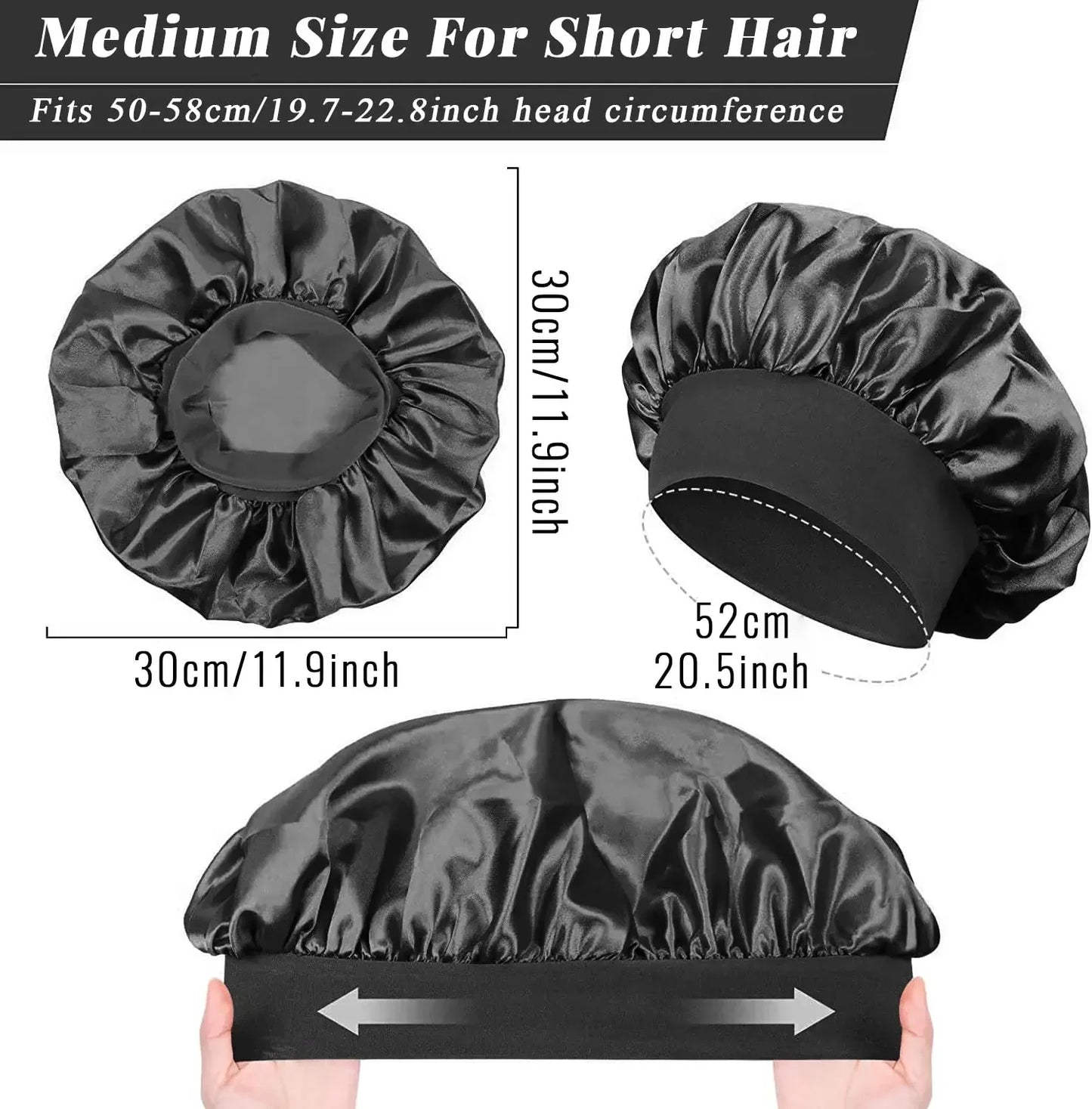 Silk Satin Lined Bonnet for Sleeping - Large Hair Bonnet for Long Hair Protection