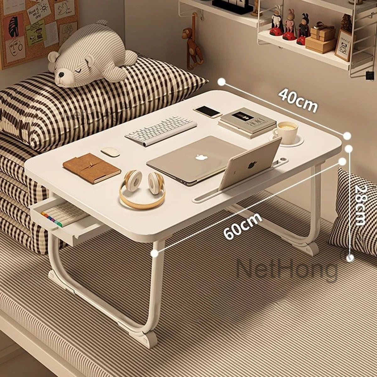Folding Laptop Desk for Bed Tray Table Desk Bed Sofa Laptop Portable Lap Desk With tablet slot and cup holder Table support