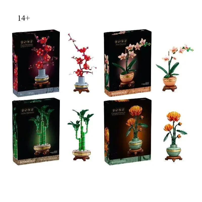 2025 NEW Bouquet 10343 10344 10368 10369 Orchid Bamboo Chrysanthemum Plum Blossom Building Blocks DIY Flowers Toy for Kid Adult