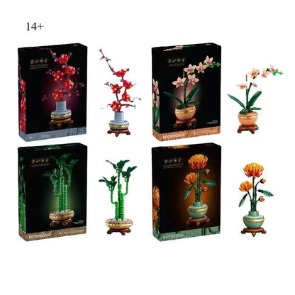 2025 NEW Bouquet 10343 10344 10368 10369 Orchid Bamboo Chrysanthemum Plum Blossom Building Blocks DIY Flowers Toy for Kid Adult