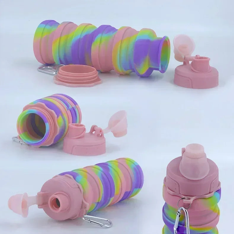 New Portable Silicone Water Bottle Retractable Folding Coffee Bottle Cups E Outdoor Travel Tools Collapsible Sport Bottles