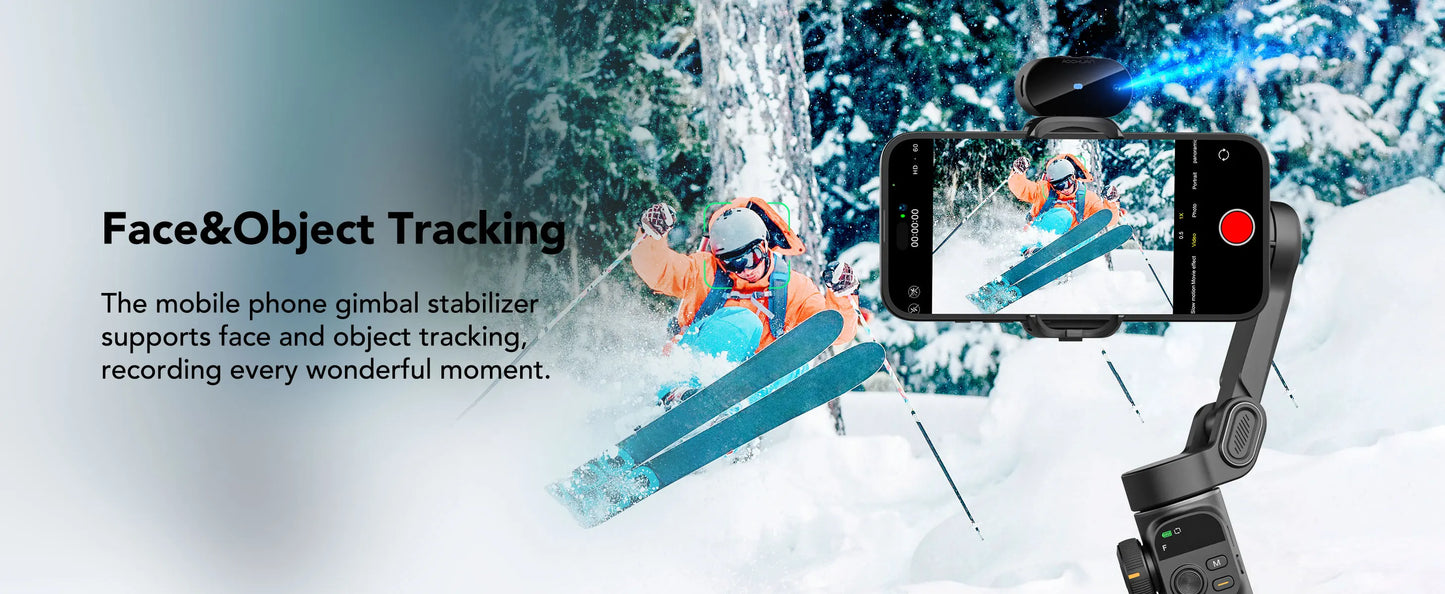 AOCHUAN Smart X2 Ai Handheld Gimbal Stabilizer Built in Extension Rod Equipped with LED display Smartphone Gimbal Stabilizer