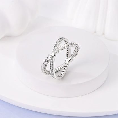 925 Sterling Silver Sparkling Zircon Ring - Classic Stackable Wedding Band for Women