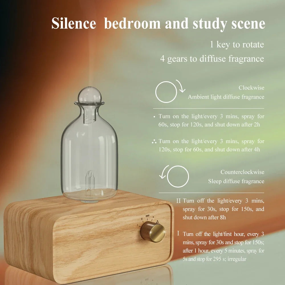Nebulizing Essential Oil Diffuser Waterless Operated Aromatherapy Diffuser for Home Wood and Glass Aroma Diffuser Scent Machine