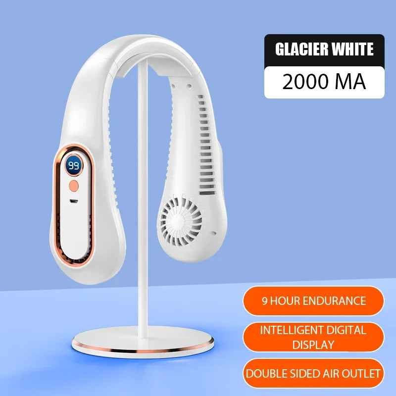 Portable Mini Hanging Neck Fan Bladeless Neckband Fan Digital Display Power Air Cooler USB Rechargeable Electric Fans Duct fan