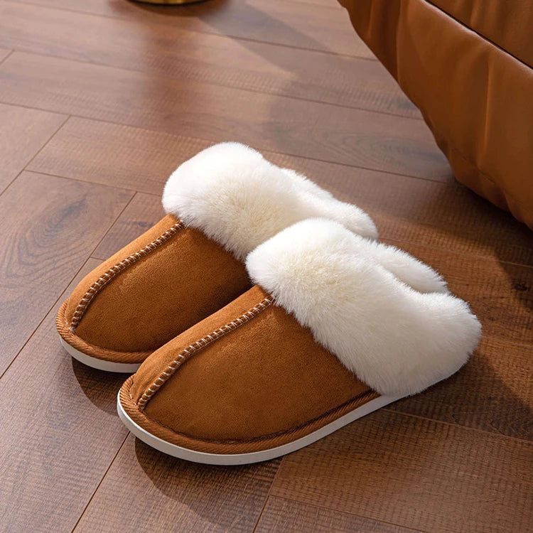 Furry Home Slippers Women 2024 Winter Designer Shoes Ladies Flats Casual Warm Plush House Fur Slides Couple Footwear Large Size