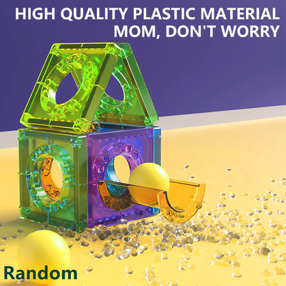 Magnetic Tile Marble Runway Toy Set STEM Educational Building Blocks for Boys and Girls Aged 3+, Great Birthday Gifts Christmas