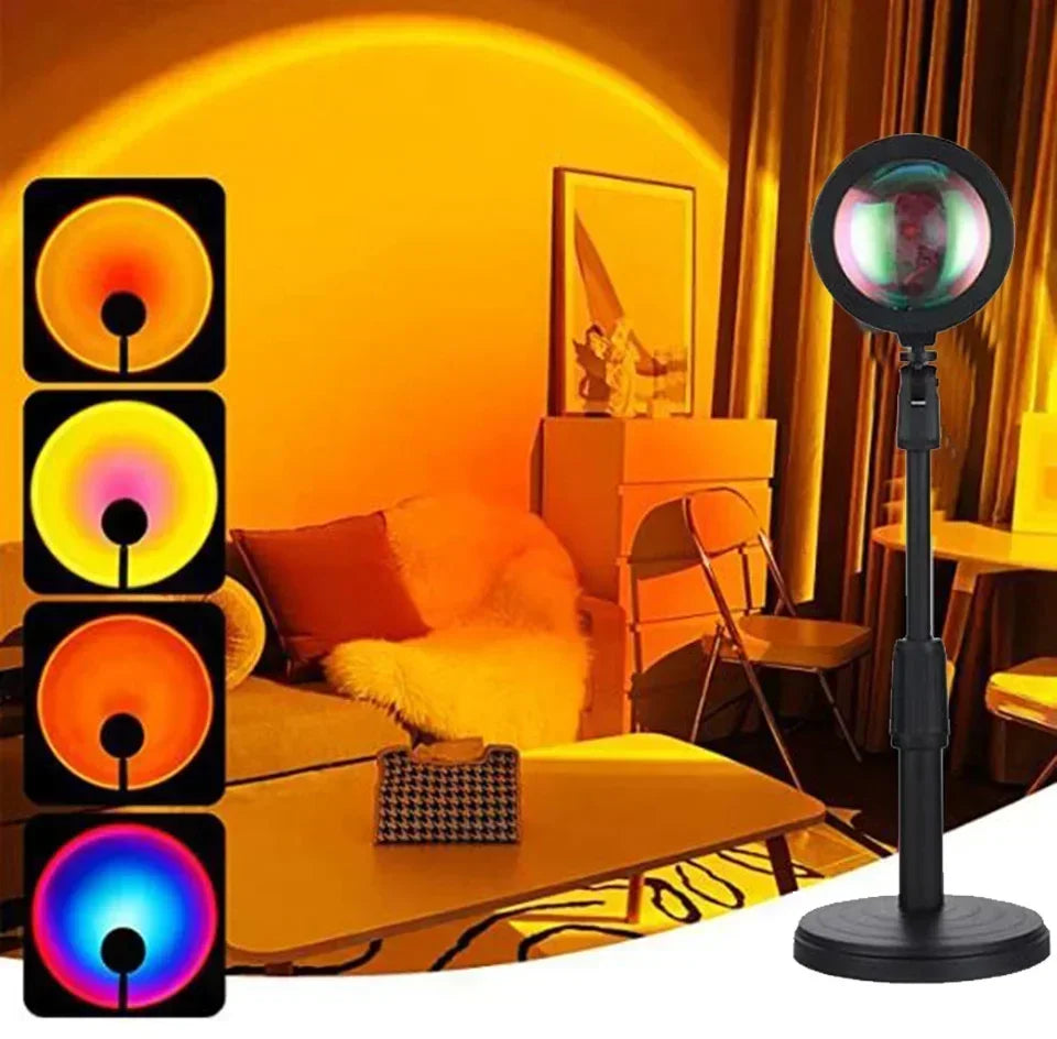 Sunset Lamp Projection Led Lights with Remote 16 Colors Night Light 360° Rotation Rainbow Lights 4 Modes Setting for Photograph